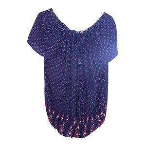 Bailey & Chloe Off the Shoulder Navy Floral Top